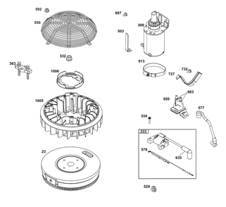 Flywheel, Ignition, And Starter Group Diagram and Parts List for 389447-0123-E1  Briggs and Stratton Engine